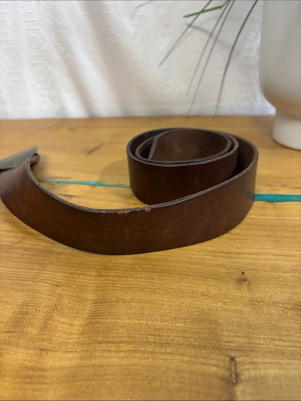 Genuine Y2K old navy Leather Western Floral Buckle Belt XL